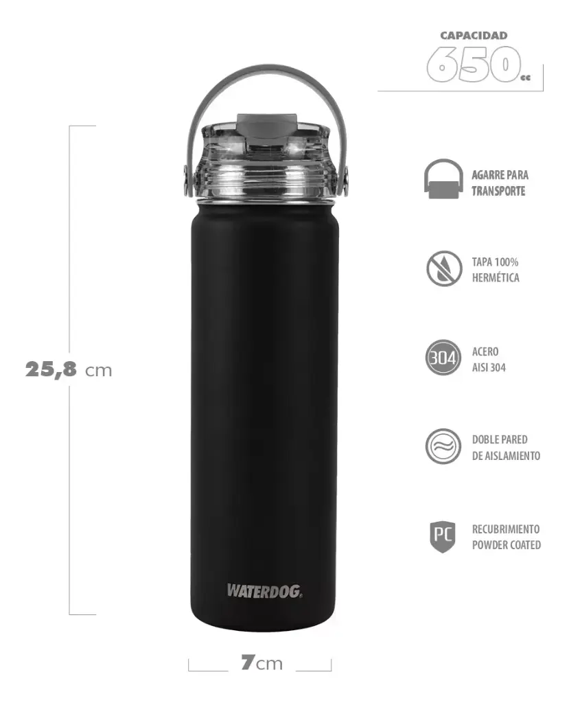 WATERDOG BOTELLA AKWA ACERO INOX 650cc  