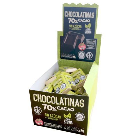 COLONIAL Chocolatinas 70% cacao con Stevia 50u.