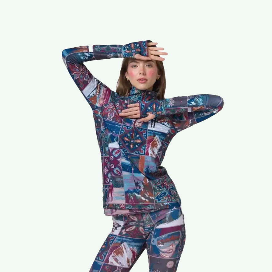 OPIPARO Camiseta termica 1/4 mosaico (Arena, XS)