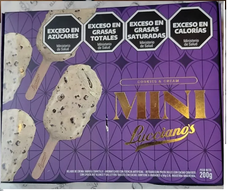 LUCCIANO Mini Icepop Cookies &  Cream Caja x 4
